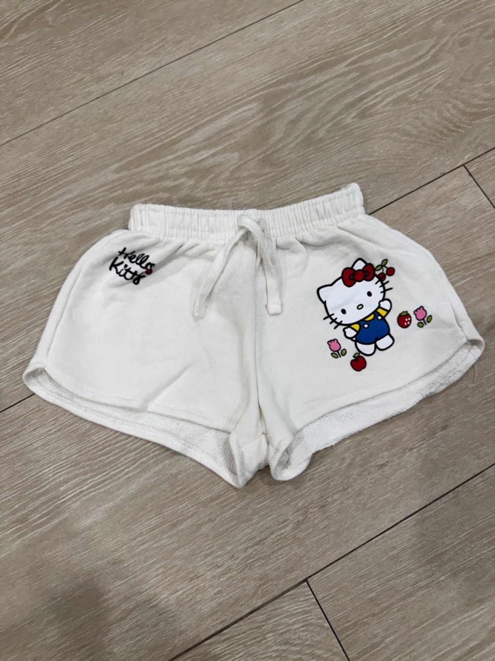 Hello Kitty White Terry Shorts with Cute Graphic
